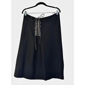 Etro Women's Black Wool Skirt Lace Up